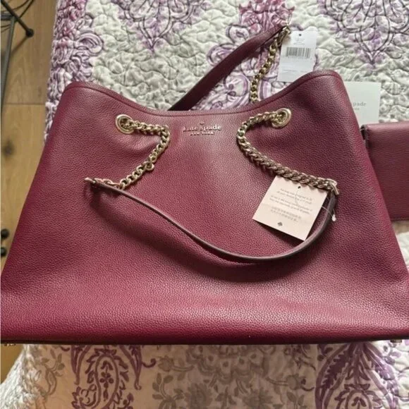 Kate Spade Large Jordyn Tote and Matching Darcy Wallet in Blackberry Purple - Picture 1 of 4